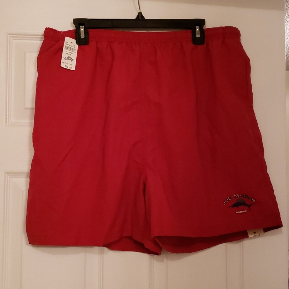 Mens red swim trunks